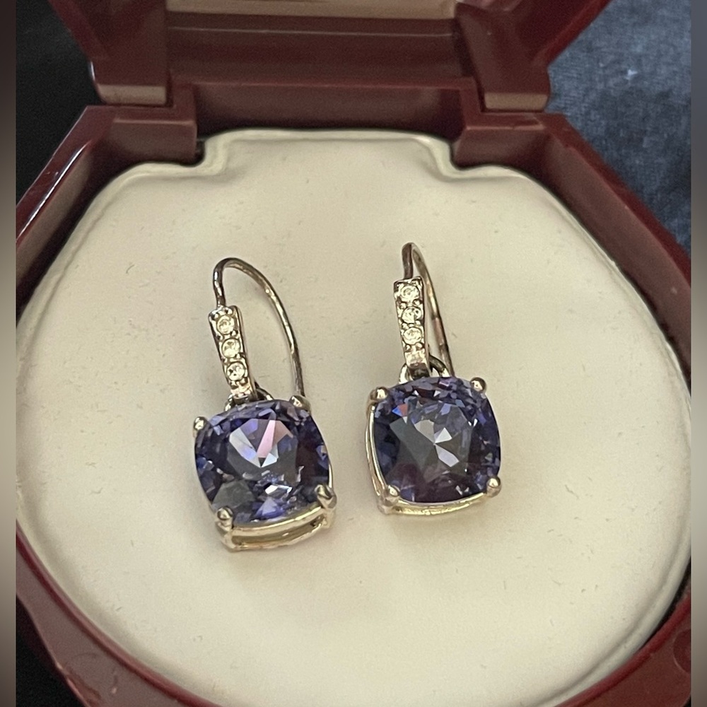 Vintage Large Purple C/Z Earrings - Picture 4 of 8